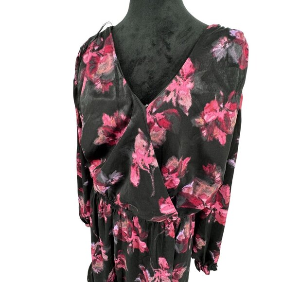 Terra Sky Tiered Wrap Maxi Dress Women Size 2x Babydoll Satin Silky Empire Waist - Picture 1 of 8